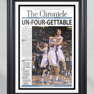 2010 Duke Blue Devils “Unfourgettable” NCAA College Basketball National Champions Framed Front Page Newspaper Print