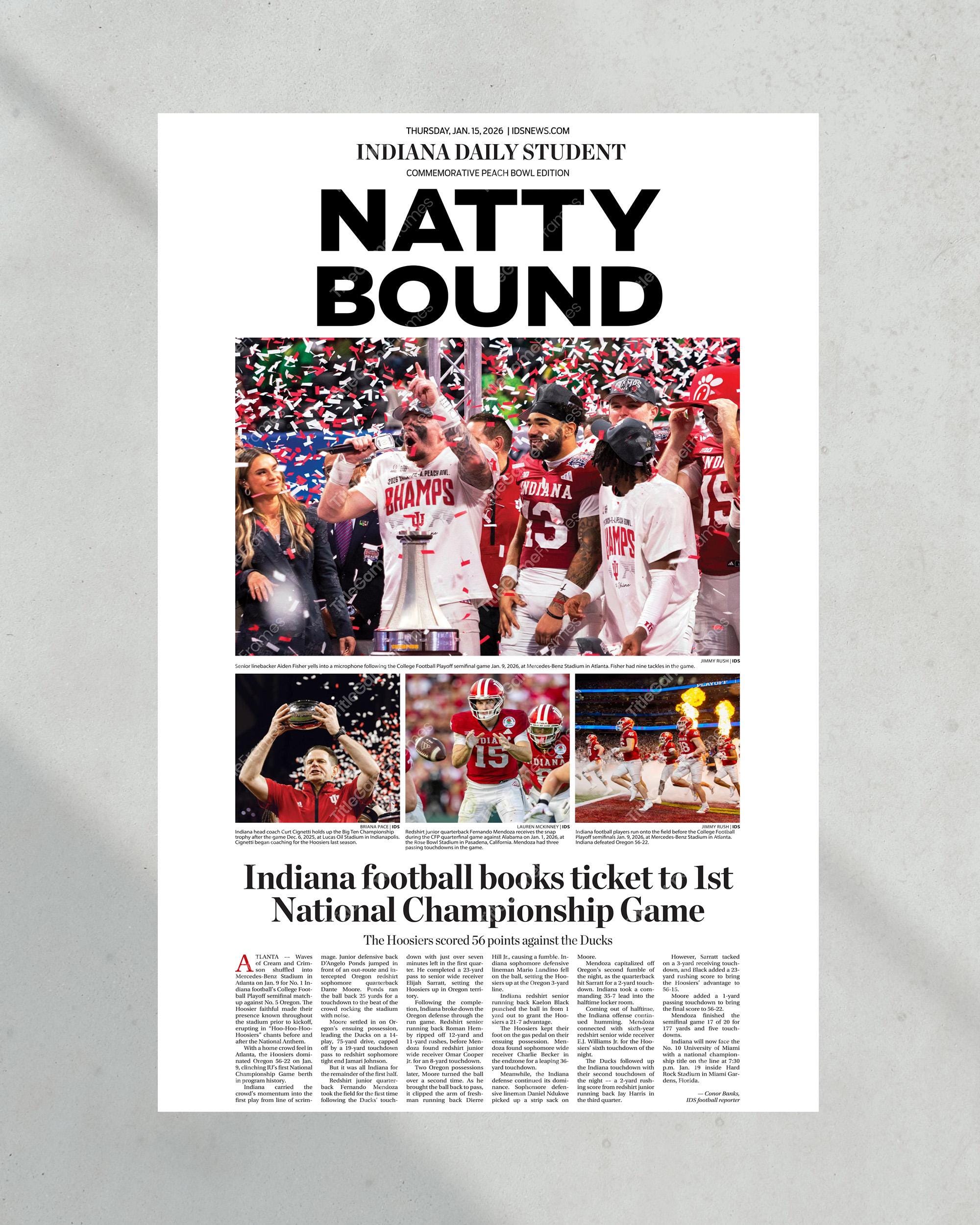 Discover 2026 Indiana Football Natty Bound! Peach Bowl Champions Poster