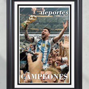2022 World Cup Champions Argentina Defeats France 'CAMPEONES' Framed Front Page Newspaper Print