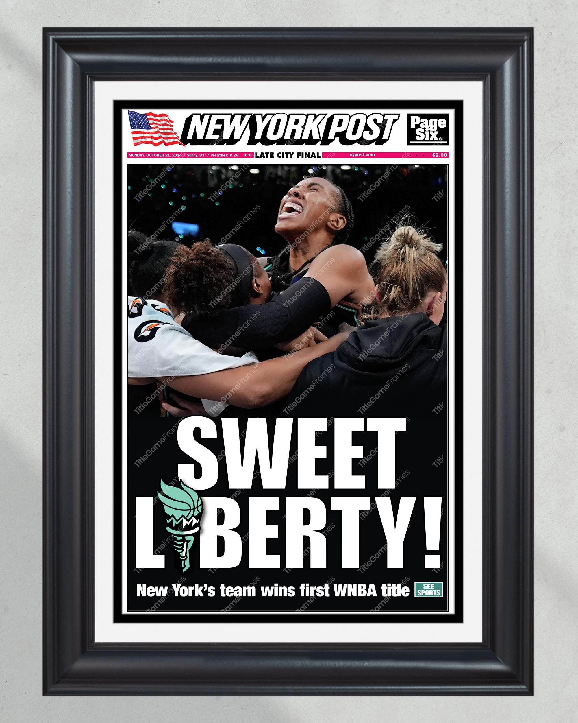 2024 New York Liberty WNBA Champions 'Sweet Liberty' Commemorative Framed Newspaper PT60740