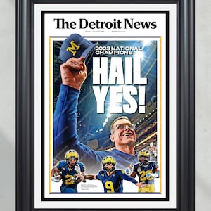 2024 Michigan Wolverines National Triumph: 'HAIL YES!' Tribute - Framed Commemorative Print