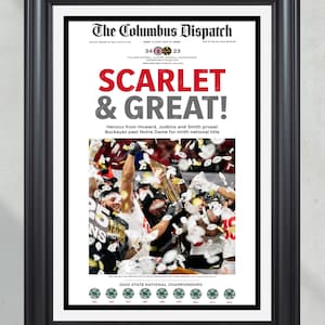 2025 Ohio State Buckeyes CFP Champions "Scarlet and Great" Commemorative Framed Newspaper