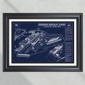 Muurkunst Nürburgring Nordschleife Duitsland 'The Green Hell' Race GP racebaan blauwdruk