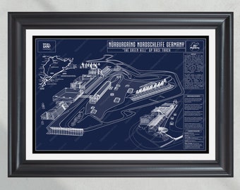 Nurburgring Nordschleife Germany 'The Green Hell' Race GP Race Track Blueprint Wall Art
