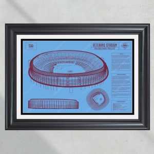 Philadelphia Phillies Veterans Stadium Retro Ball Park Blueprint Baseball Print