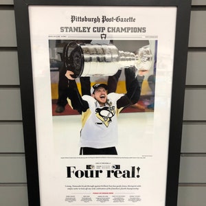 2016 Pittsburgh Penguins Stanley Cup Champions Framed Newspaper Cover Print Sidney Crosby Standard Frame