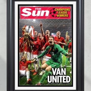 2008 Manchester United F.C &#39;VAN UNITED&#39; Champions League Winners Front Page Newspaper Print
