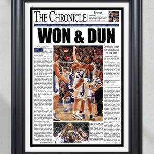 2001 Duke Blue Devils NCAA College Basketball National Champions Framed Front Page Newspaper Print