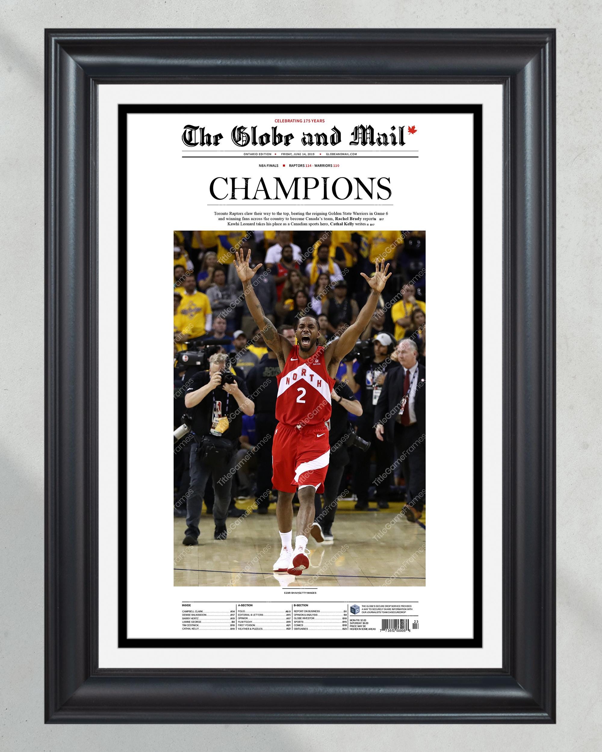 2019 Toronto Raptors NBA Champion Framed Front Page Newspaper Print PT60379