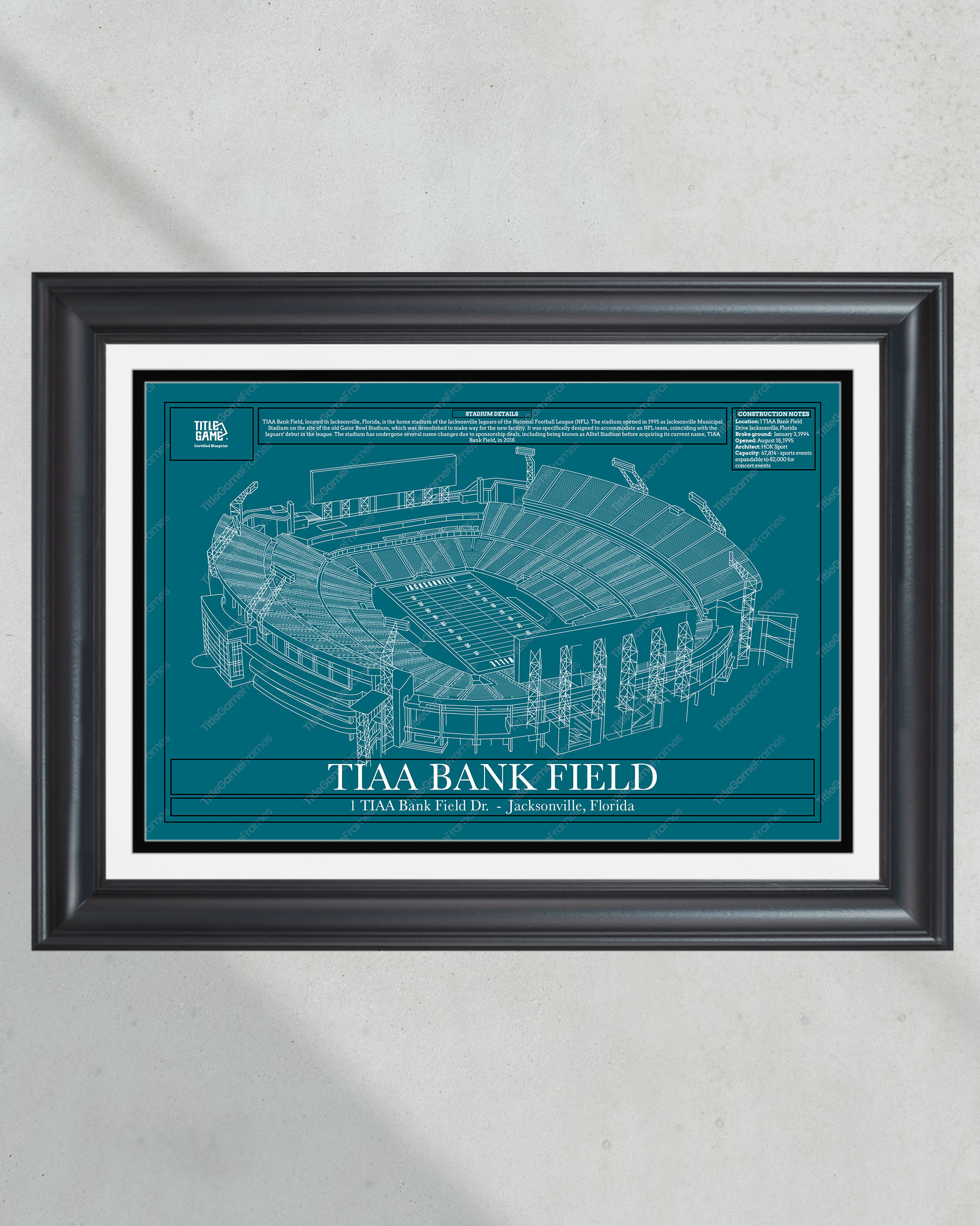 Jacksonville Jaguars TIAA Bank Field Stadium Blueprint Football Print PT60863