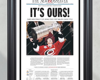 2006 Carolina Hurricanes Stanley Cup Champions 'IT'S OURS!' Framed Front Page Newspaper Print