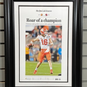 2018 - 2019 Clemson Tigers NCAA College Football National Champions Framed Front Page Newspaper Print