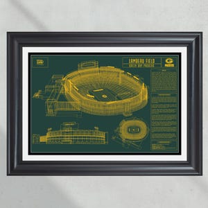 Green Bay Packers Lambeau Field Stadium Blueprint - Iconic Wall Art Print