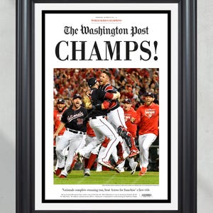 2019 Washington Nationals &quot;Champs&quot; World Series Baseball Champions The Washington Post Newspaper Framed Print