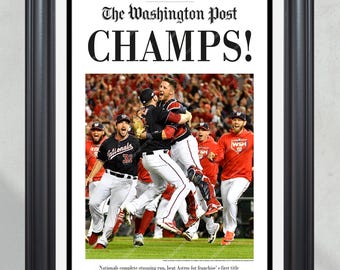 2019 Washington Nationals "Champs" World Series Baseball Champions The Washington Post Newspaper Framed Print