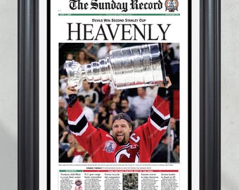 2000 NJ Devils Stanley Cup Champions 'HEAVENLY' Framed Newspaper Front Page Print