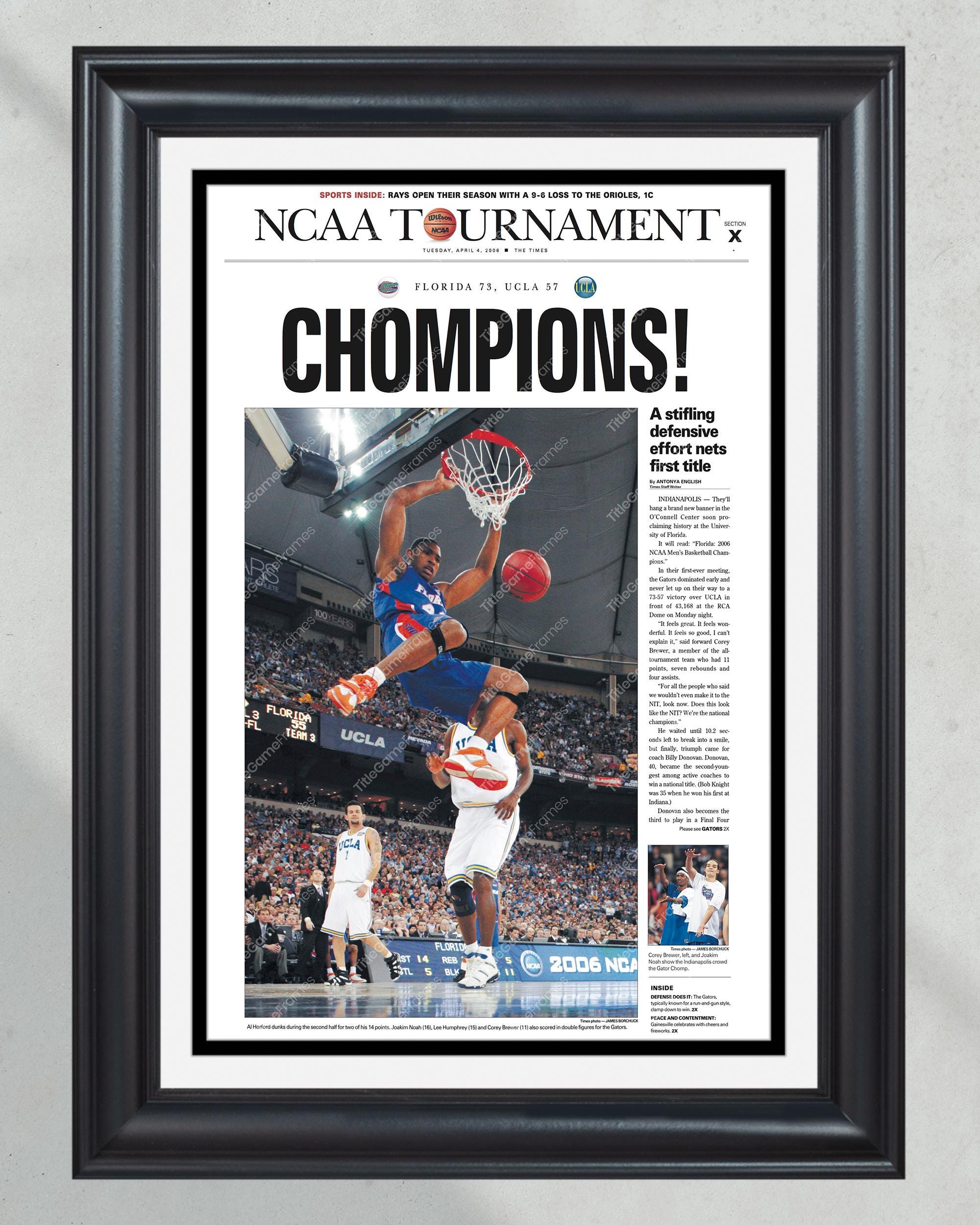 2006 Florida Gators NCAA College Basketball Champions Framed Newspaper - 'CHOMPIONS!' PT60832