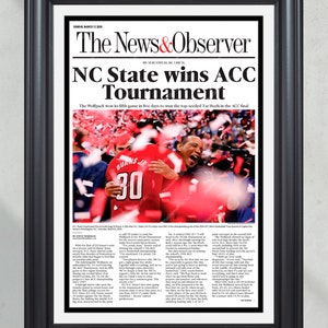 Campeones de la ACC de NC State Wolfpack 2024: Victoria sobre UNC (periódico enmarcado)