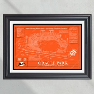 San Francisco Giants Oracle Park Stadium Ballpark Blueprint Baseball Wall Art