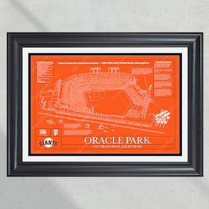 San Francisco Giants Oracle Park Stadium Ballpark Blueprint Baseball Wall Art