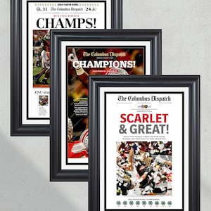 Ohio State Buckeyes Collector&#39;s Set (2002, 2014, 2024) - Gerahmte Sonderzeitungen