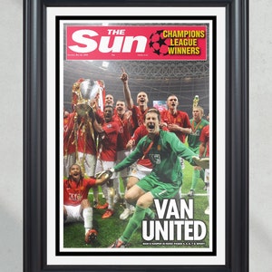 2008 Manchester United F.C 'VAN UNITED' Champions League Winners Front Page Newspaper