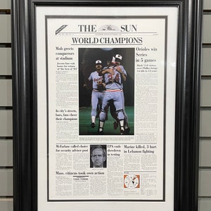 1983 Baltimore Orioles World Series Champions Framed Front Page Newspaper Print