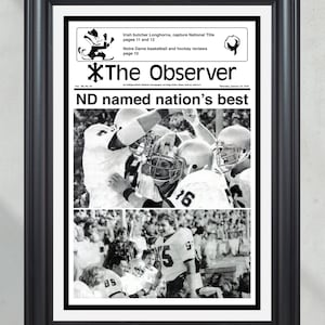 1977 Notre Dame&#39;s Triumph: NCAA National Champions Framed Front Page Newspaper