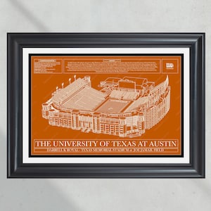 Texas Longhorns Texas Memorial Stadium Blueprint College: Football Wall Art