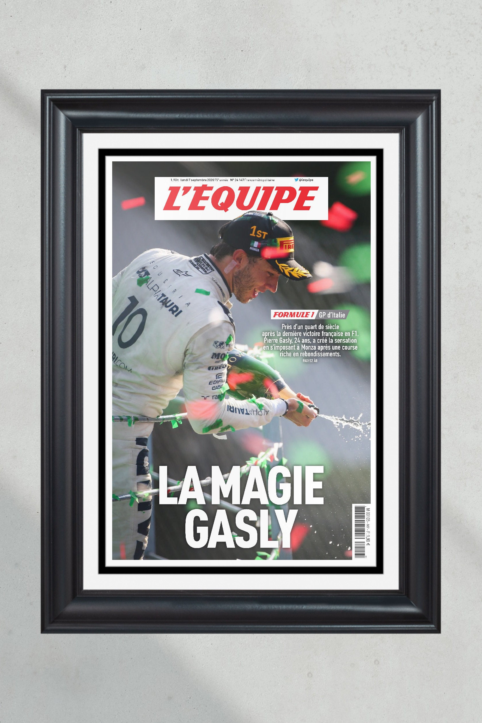 2020 Pierre Gasly Italian Grand Prix 2020 F1 Race Championship Front Page Newspaper PT60891
