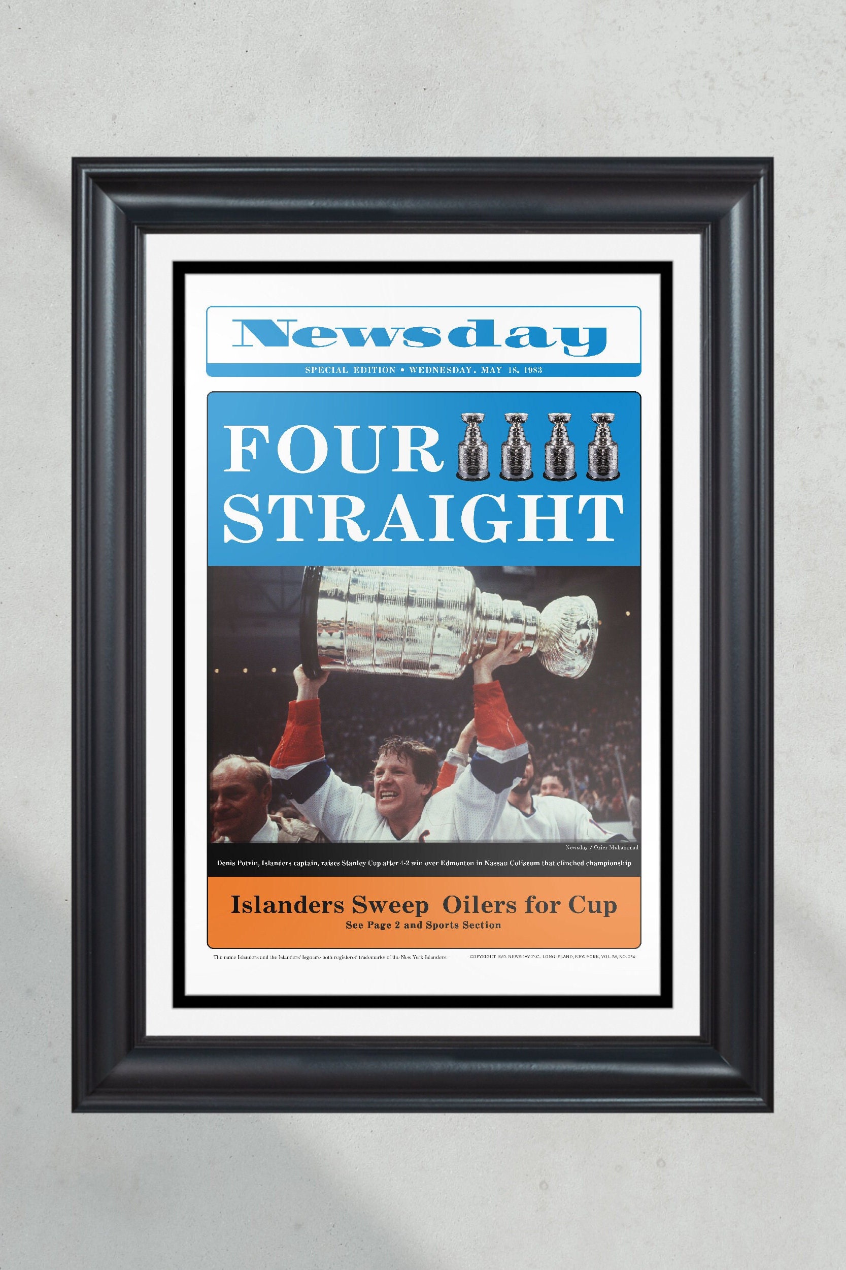 New York Islanders 12 x 16 Stanley Cup Rings Framed Artwork