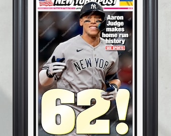 Aaron Judge “62” Record Home Run Framed Front Page Newspaper