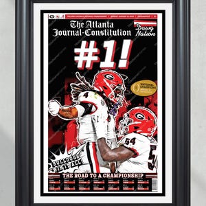 2022 Georgia Bulldogs # 1 College Football National Meister eingerahmt Titelseite Zeitungsdruck UGA