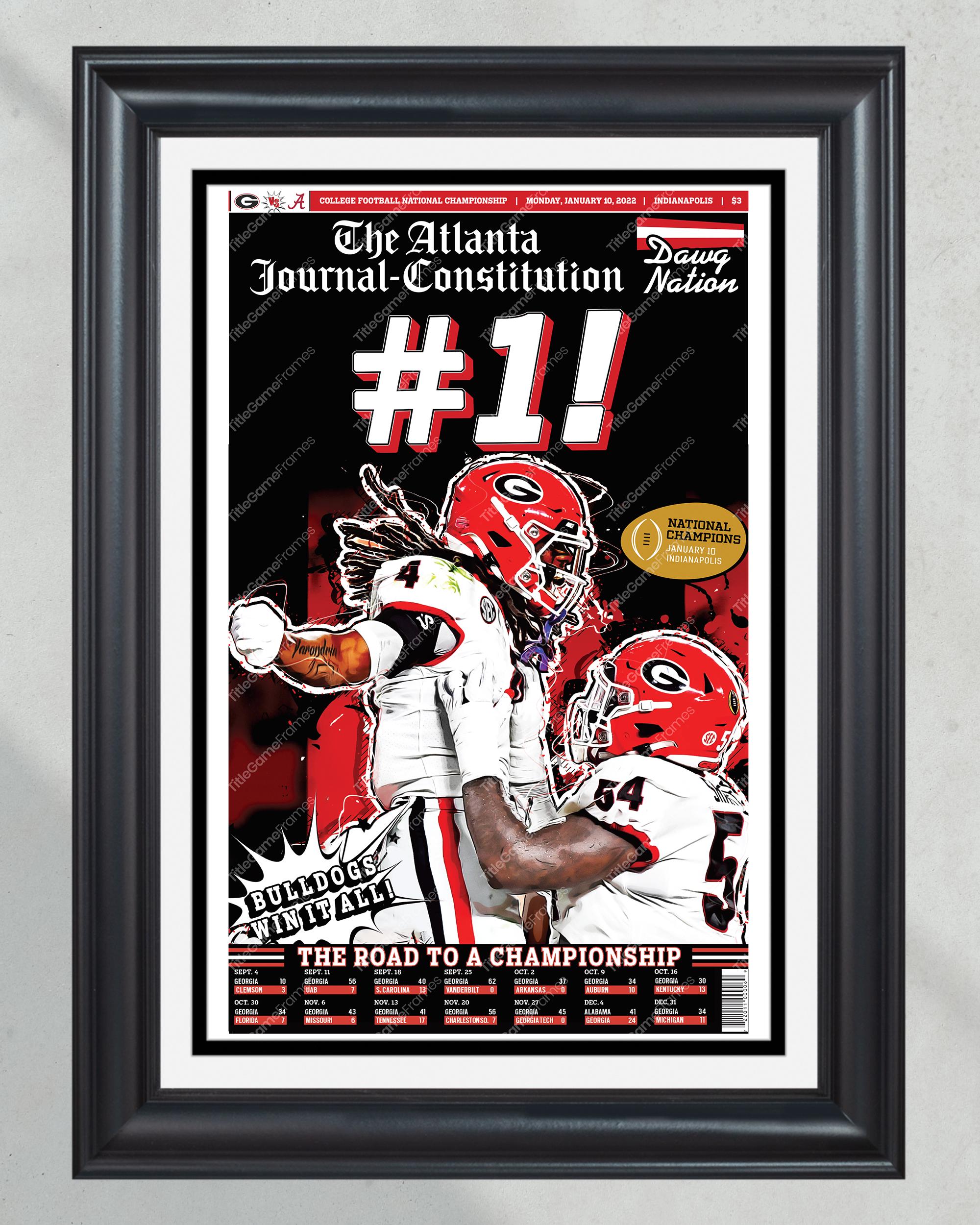 2022 Georgia Bulldogs #1 College Football National Champions Framed Front Page Newspaper Print UGA PT60491