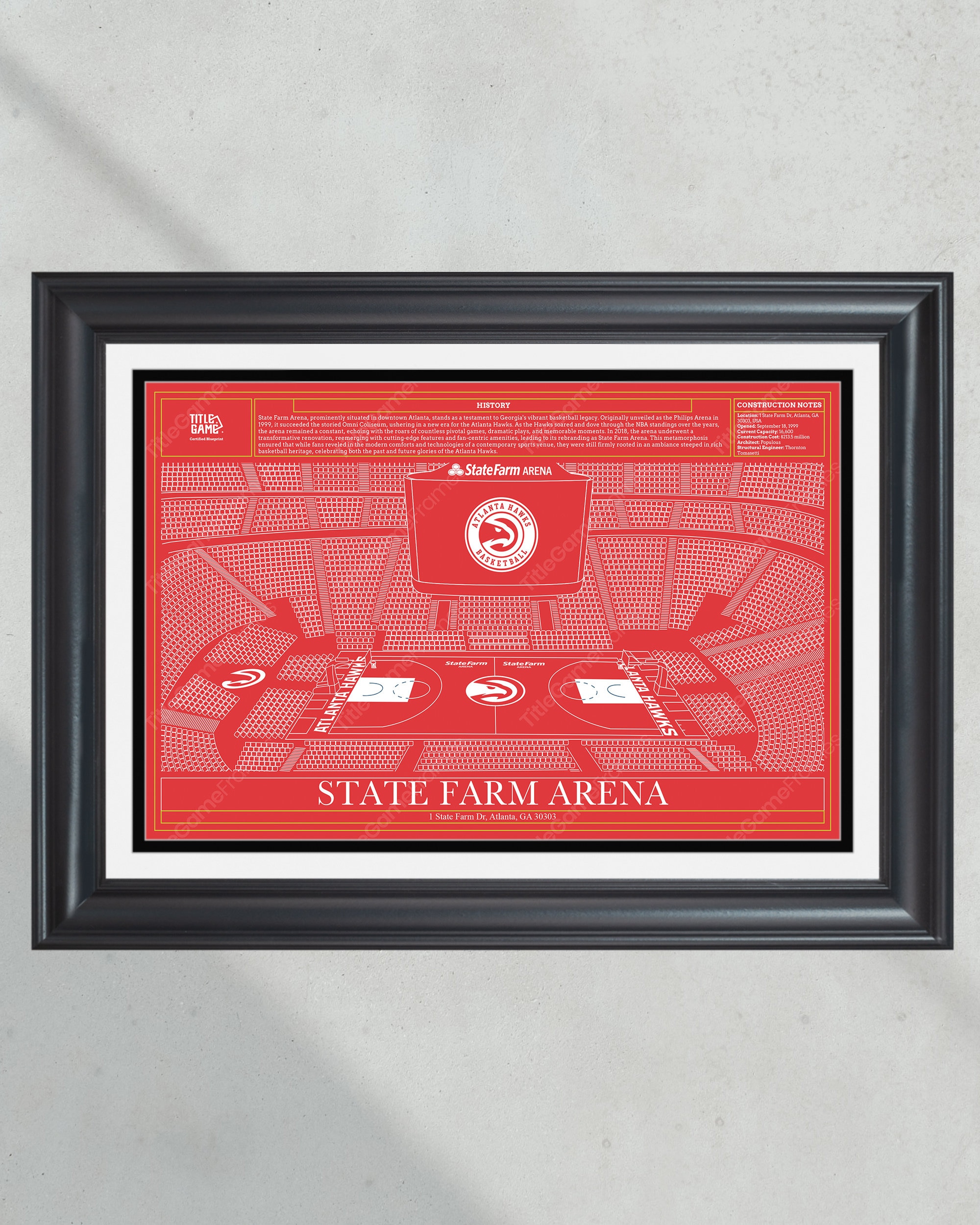 Atlanta Hawks State Farm Arena NBA Basketball Stadium Blueprint PT60862