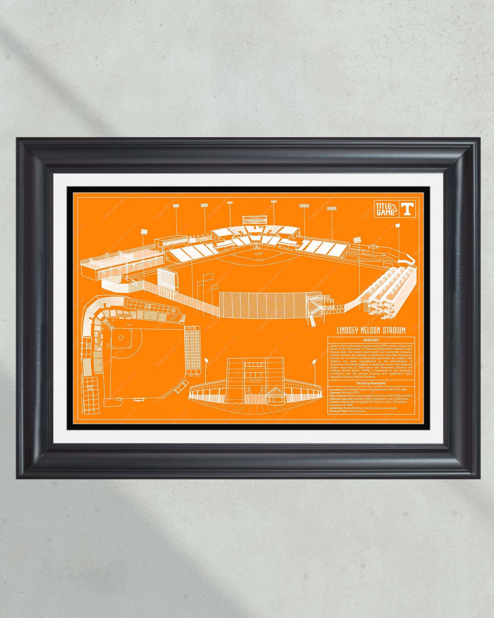 Tennessee Lindsey Nelson Stadium Blueprint: College Baseball Wall Art PT60247