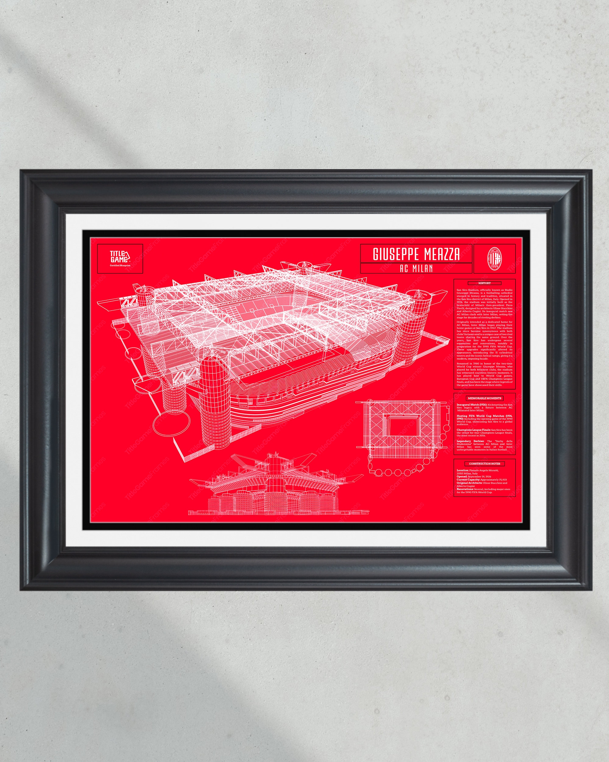 AC Milan San Siro Stadium Blueprint - Italian Football Wall Art PT60214