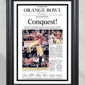 2004 USC Trojans NCAA College Football National Champions Framed Front Page Newspaper Print