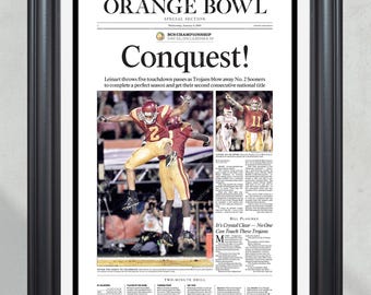 2004 USC Trojans NCAA College Football National Champions Framed Front Page Newspaper Print