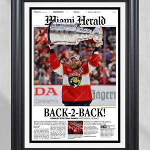 2025 Florida Panthers &quot;Back-2-Back&quot; Stanley Cup Champions Framed Newspaper