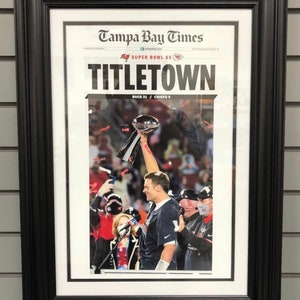 2021 Tampa Bay Buccaneers NFL Super Bowl Champions Framed Front Page Newspaper Print