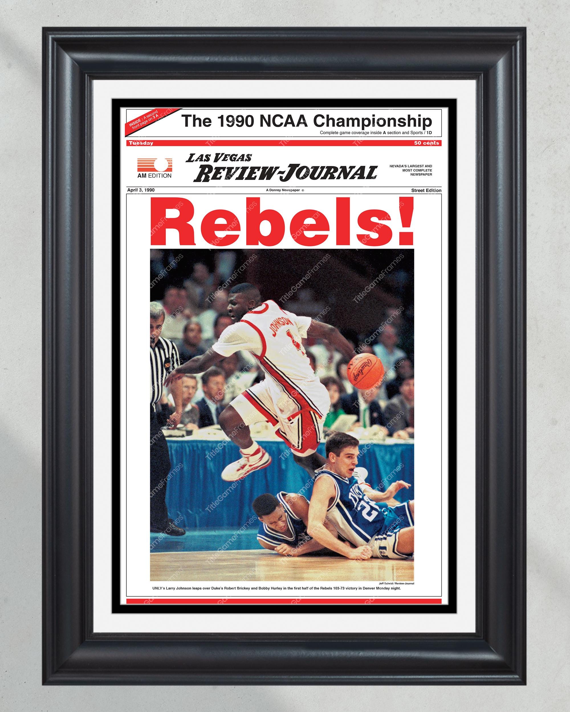 1990 UNLV Running Rebels NCAA College Basketball National Champions Framed Front Page Newspaper Print PT60341