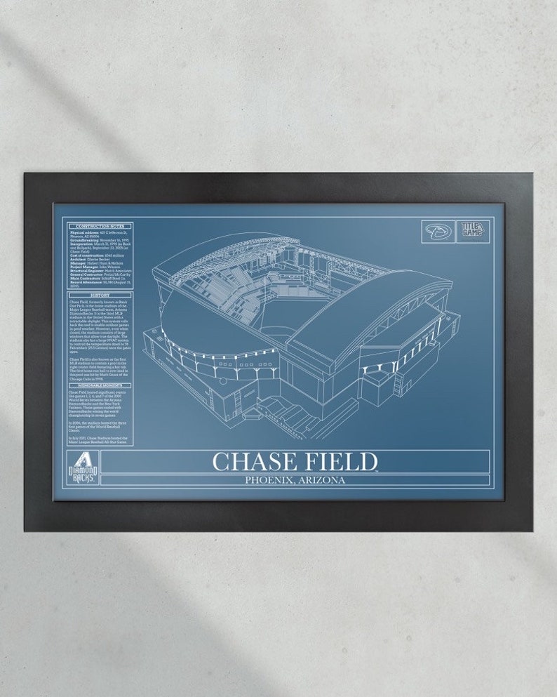 Arizona Diamondbacks Chase Field Stadium Ballpark Blueprint Baseball ...