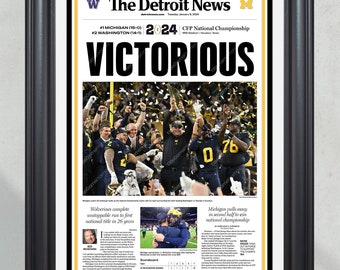 2024 National Champions: 'VICTORIOUS' - Michigan Wolverines' Triumph Over Washington Framed Print