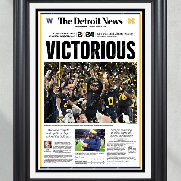 2024 National Champions: 'VICTORIOUS' - Michigan Wolverines' Triumph Over Washington Framed Print