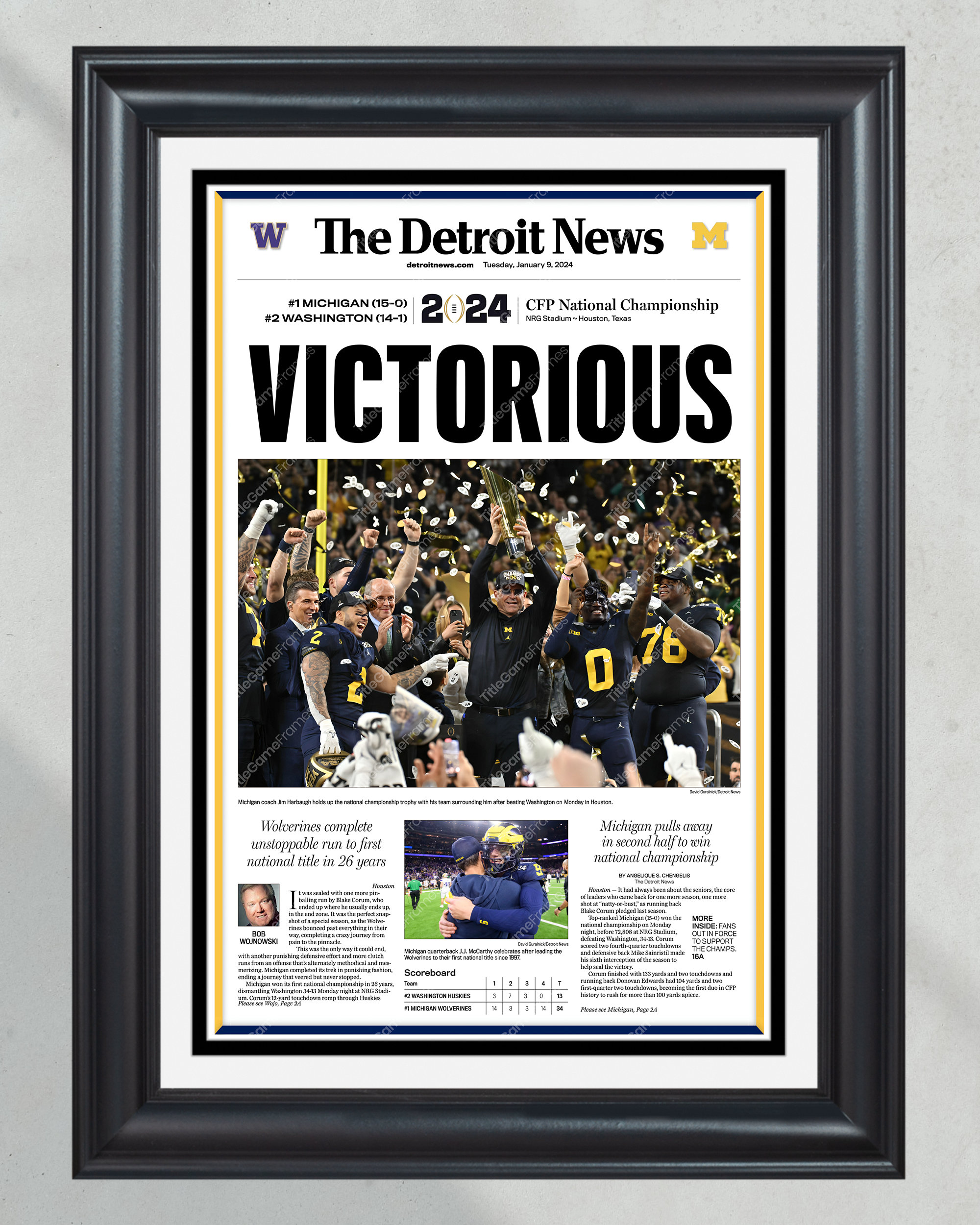 2024 National Champions: 'VICTORIOUS' - Michigan Wolverines' Triumph Over Washington Framed Print PT61062