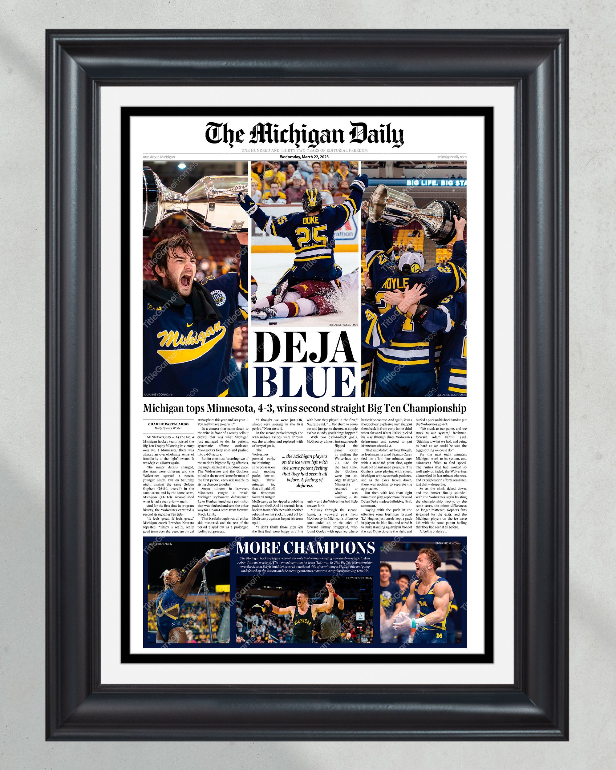2023 Michigan Wolverines "DEJA BLUE" def. Minnesota Big Ten Championship Front Page Newspaper PT60521