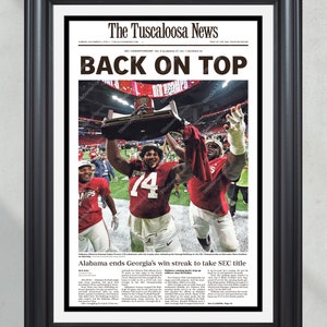 2023 Alabama Crimson Tide SIC Champs - 'Back on Top' gerahmte Zeitung