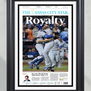 2015 Kansas City Royals World Series championship High Quality Framed Newspaper Print Kauffman Stadium