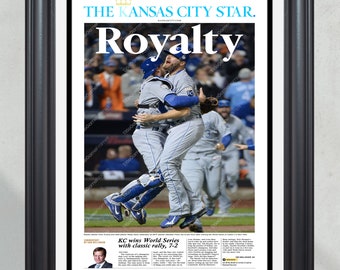 2015 Kansas City Royals World Series championship High Quality Framed Newspaper Print